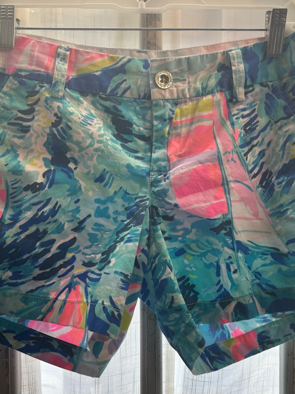 Lilly Pulitzer the Callahan Cotton shorts Sparkling blue hey bay sz 2